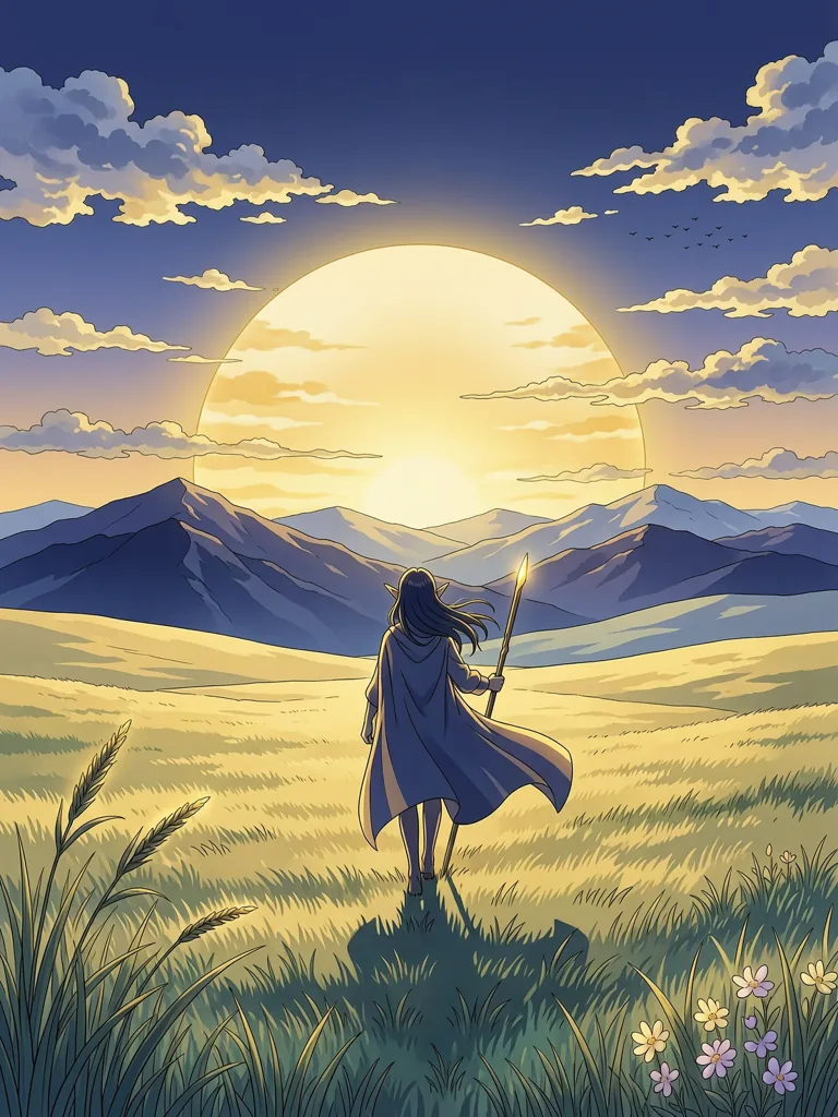 Original illustration evoking the mood of Frieren: Beyond Journey's End