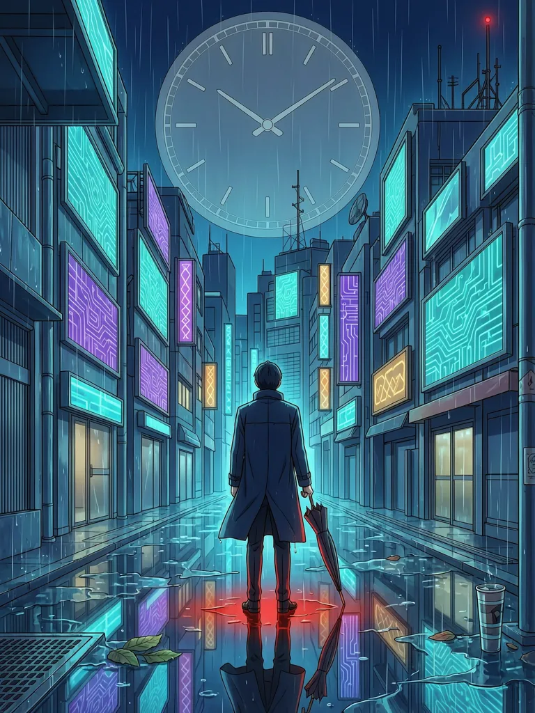 Original illustration evoking the mood of Steins;Gate